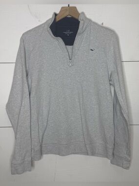 Vineyard Vines • Boys Light Gray Quarter-Zip Pullover Sweater Size XL 18